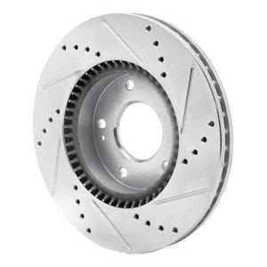Hyundai Sonata Brake Rotor (1) - Front Left - R1 Concepts - Drilled & Slotted - Silver - `03-`13